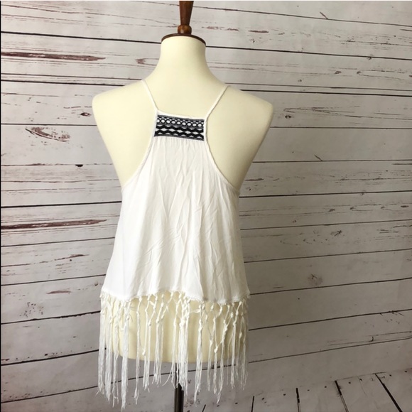 A.Peach Boho Fringe Cami Racerback Top Size Medium - Picture 4 of 7